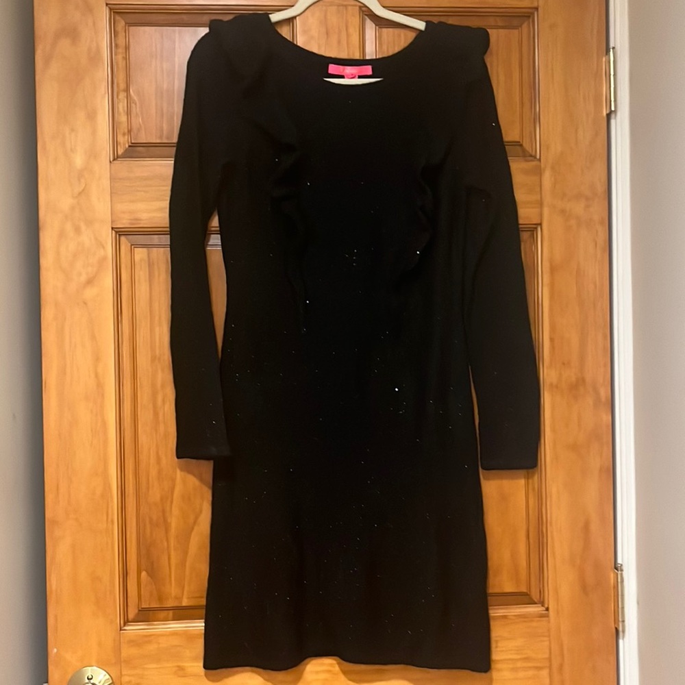 NWOT. Lilly Pulitzer Ruth Sequin Sweater Dress. Color Black Metallic. Size M.